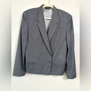Vintage Woolrich Wool Dark Gray Blazer Herringbone Single Button
